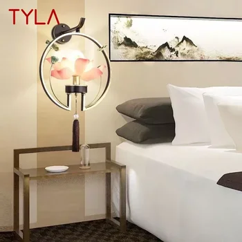 Настенный светильник в китайском стиле TYLA, настенный светильник в виде лотоса, Оригинальность, Гостиная, спальня, Чайная, Коридор, Декоративный светильник