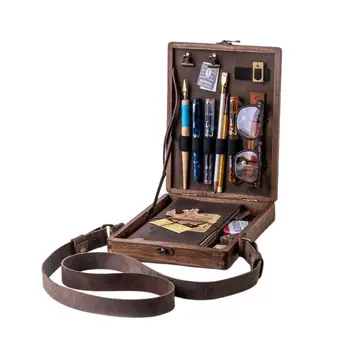 Writers Messenger Wood Box A5, Деревянная Ретро-трендовая сумка через плечо, Уличный Портфель, Коробка для художественных принадлежностей, Подарочные сумки для домашнего декора
