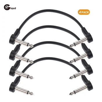 Педаль гитарных эффектов Ggiant AC-8 Плоские соединительные кабели длиной 6 дюймов с прямоугольными разъемами 1/4 дюйма Комплект соединительных кабелей из 4 упаковок
