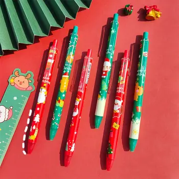 Мультяшный Санта Клаус, Рождественская елка, олень, шариковая ручка, подарки для начальной школы, канцелярские принадлежности, подарки для декора с Рождеством Христовым