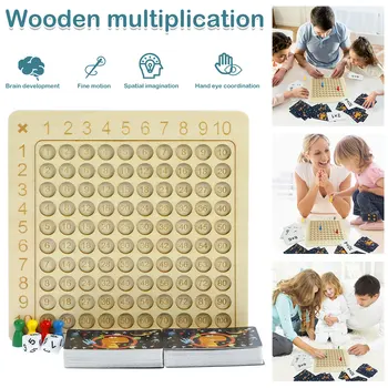 Математическая доска для умножения, Деревянная Обучающая настольная игра для умножения, Детская Счетная игрушка Монтессори, Доска для математических блоков