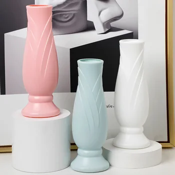 Пластиковые вазы Креативные вазы в форме лепестков Модные простые антипадающие имитационные фарфоровые вазы Предметы интерьера Цветочные горшки