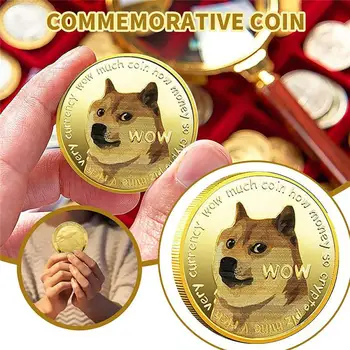 Золотая / серебряная WOW Dogecoin На Луну В Doge, которой мы доверяем, Позолоченные Памятные подарки из коллекции с рисунком милой собаки