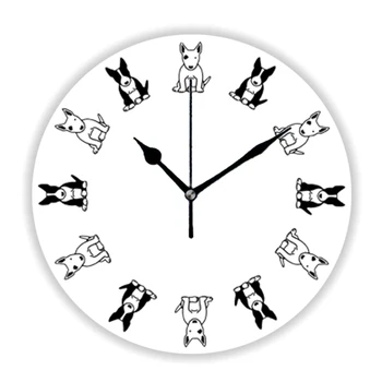 Минималистичные черно-белые настенные часы с французским бульдогом для гостиной, кухни, настенные часы для любителей щенков-французов, подарок для домашнего декора