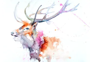 Ручная роспись маслом на холсте абстрактного оленя для украшения дома, Животные, живопись, арт
