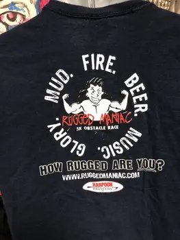 Harpoon brewery rugged maniac синяя футболка среднего размера Mud Fire Beer Music Glory￼ с длинными рукавами