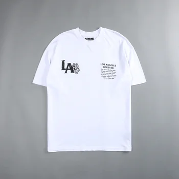 Белая футболка DARC SPORT Los Angeles Stampa из Котона на Uomo, Уличная одежда, Повседневный топ в стиле хип-хоп Оверсайз, Футболка Manica Corta Uomo