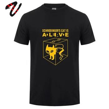 Мужские футболки, футболка Schrodinger's Cat Is Alive, футболки из 100% хлопка, геометрическая футболка, хип-хоп, научная математика, уличная одежда