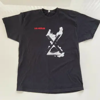 Винтажная рубашка X для взрослых XL, черная, белая, мужская редкая музыкальная группа в стиле панк-рок из Лос-Анджелеса, длинные рукава