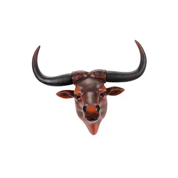 Настенная скульптура из черепа коровы с искусственным длинным рогом, украшение стен Бычьим черепом, имитация орнамента, 3D Череп коровы для фермерского дома