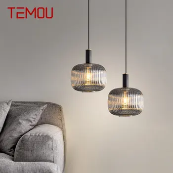 Современный латунный подвесной светильник TEMOU LED Nordic Simply Creative Стеклянная Хрустальная люстра для домашнего бара в спальне
