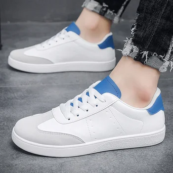 Новые маленькие белые туфли Корейская версия мужской повседневной спортивной обуви на шнуровке, однотонная студенческая спортивная обувь, кроссовки для мужчин