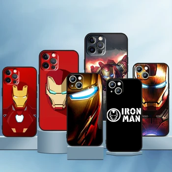 Логотип Marvel Iron Man Для Apple iPhone 14 13 12 11 Pro Max Mini XS Max X XR 7 8 6 Plus 5S Силиконовый Мягкий Черный Чехол Для Телефона Fundas