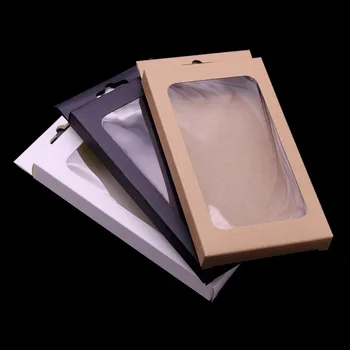 Упаковочная коробка для чехла для телефона с прозрачным окошком, крафт-коробки для упаковки чехлов для мобильных телефонов