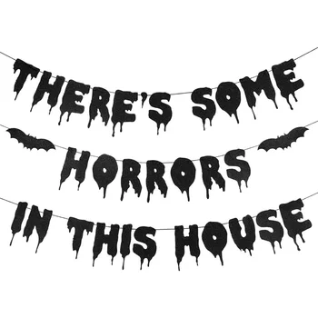 Баннеры для вечеринок ужасов на Хэллоуин, украшенные каминной доской в домашнем офисе, украшенные Домом с привидениями на Хэллоуин, украшенные украшениями в виде летучей мыши на Хэллоуин