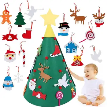 Набор для рождественской елки из фетра, поделки для рождественской елки со светодиодными гирляндами, домашний декор, детские поделки из фетра для спальни, гостиной