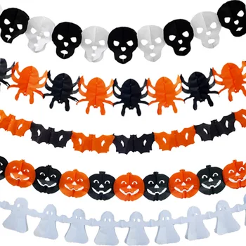 Украшения для Хэллоуина Черный Блестящий баннер с летучей мышью, Гирлянда с Пауком и призраком, 3D наклейки на стену с летучей мышью, Подвесной баннер с летучей мышью для вечеринки в честь Хэллоуина