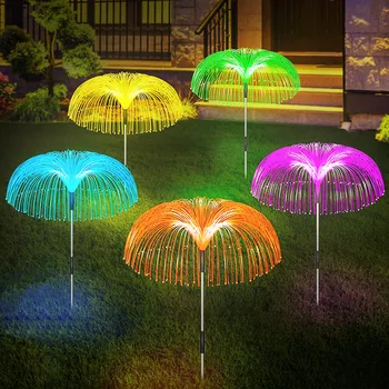 2шт садовых фонарей с солнечной медузой, изменяющих цветность, Водонепроницаемые наружные садовые фонари, дорожка для внутреннего двора, ландшафтный декор