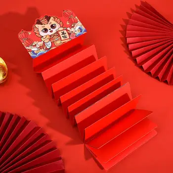 Новогодний Праздничный конверт 2024 Dragon New Year Lucky Money Красный конверт Яркого цвета с очаровательным рисунком Сверхлегкий складной дизайн
