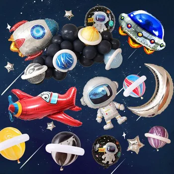 1 шт. Большие космические шары, милые роботы-ракеты, фольгированные баллоны, декор для вечеринки в честь астронавта, декор для вечеринки в честь дня рождения мальчика, Детский душ