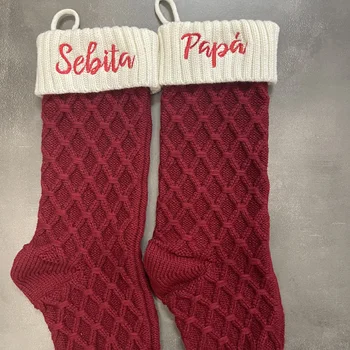 Вязаный Рождественский подарочный пакет, Декоративные Чулки, Рождественские носки с нестандартным названием, Подарочные носки для детей большой емкости, Пакеты для конфет