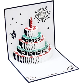 Всплывающая поздравительная открытка на День рождения, светодиодная подсветка, Праздничный торт, музыка, Поздравительная открытка На День рождения, Открытки, вырезанные лазером, Поздравительные открытки на День рождения
