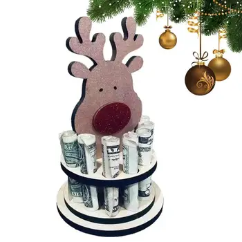 Рождественский уникальный держатель для денег, Рождественский Уникальный держатель для денег в подарок, Деревянная настольная подставка ручной работы на 10 отверстий, Креативный подарок для