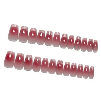 Розовые румяна, нанесенные на ногти с s Decor, Прочные и никогда не расщепляющиеся, удобные накладные ногти для покупок, путешествий, свиданий