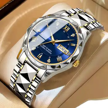 Мужские часы в деловом стиле с бриллиантами, аналоговые кварцевые водонепроницаемые люминесцентные роскошные повседневные наручные часы