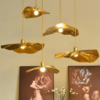 Кованый латунный подвесной светильник в стиле ретро, роскошный дизайн подвесного светильника для столовой, украшения магазина, подвесного светильника в виде цветка лотоса