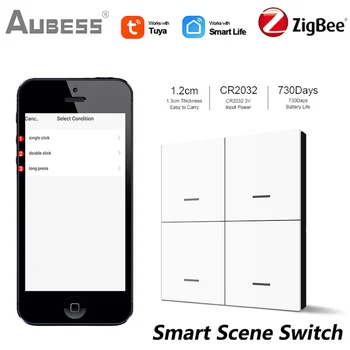 1-10 ШТ Aubess Tuya Zigbee Smart Switch 4 Банды 12 Сценарный Переключатель Сценария Автоматизации Умный Дом Беспроводной Кнопочный Контроллер