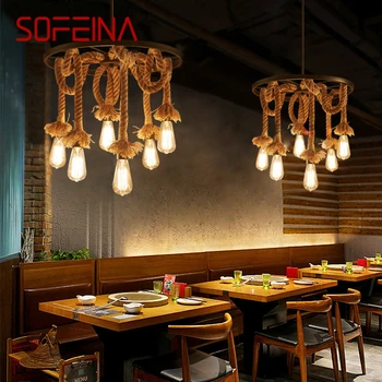 Канатная люстра SOFEINA в американском стиле в стиле ретро, Ностальгический лофт в индустриальном стиле, Интернет-кафе, ресторан, магазин горячих напитков, Подвеска