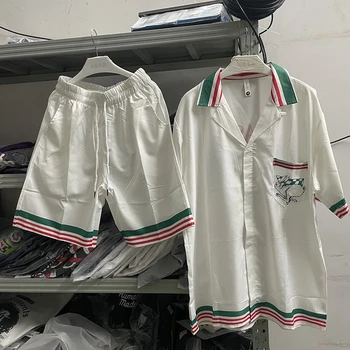 23SS Высококачественная рубашка Casablanca с принтом кролика, мужская и женская Верхняя версия, летние гавайские рубашки, футболка