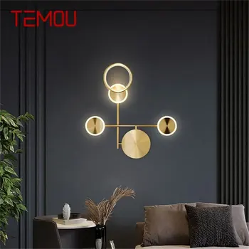 TEMOU Brass Настенный светильник в скандинавском стиле, современные бра, простой дизайн, светодиодное освещение в помещении для украшения дома
