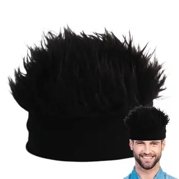 Мужские шапки-парики, вязаная хип-хоп шапка с шипами и флисовой подкладкой, эластичная короткая шапка для косплея, повседневная одежда