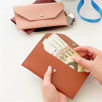 Кожаный длинный маленький бумажник, Студенческая офисная сумка для хранения мелочи, простой кошелек на кнопке