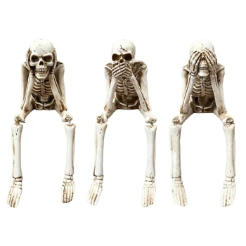 Навязчиво Человеческая Фигурка Ужас Скелет Скульптура Вечерние Украшения 19см G5AB