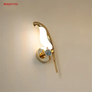 Художественно Креативный Светодиодный настенный светильник Golden Magpie Bird, диваны для гостиной, декоративные бра, домашний бар, Коридор, Лестница, ночник