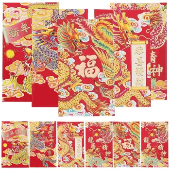 30 шт. Красных конвертов Новогодних пакетов 2024 Денежный мешок С денежными подарками Dragon Festival Long