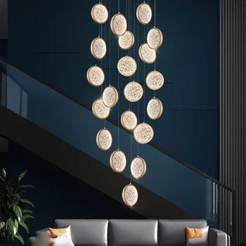 Роскошная современная лестничная люстра, декор для дома в гостиной, Креативный светодиодный подвесной светильник для столовой