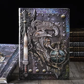 Винтажный блокнот God of war с 3D тиснением формата А5 в твердом переплете из искусственной кожи, 100 листов / книга, страница с горизонтальной линией, офисный учебный дневник QP-82