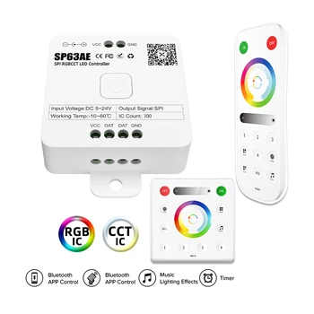 SP63AE SPI RGBCCT Адресуемый Светодиодный Контроллер Света Magic Color Strip DC5-24V Smart Bluetooth Музыкальный Пиксельный Диммер RF Пульт Дистанционного Управления