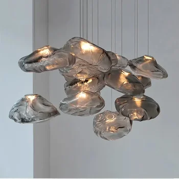 Современный дизайн Подвесной светильник из облачного стекла Дымчато-серый Арт-подвесной светильник для гостиной, кухни, кафе-бара, внутреннего декора, светильник