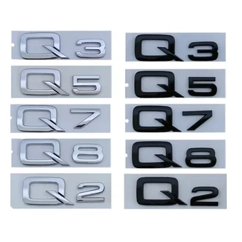 3d ABS Клейкая Хромированная Черная Наклейка С Буквами Номера Багажника Автомобиля Для Audi Q2 Q3 Q5 Q7 Q8 Логотип, Эмблема, Табличка С Именем, Аксессуары Для Значков