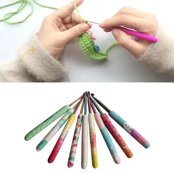 Набор крючков для вязания 9 размеров Многоцветная алюминиевая ручка для вязания своими руками