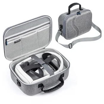 Для очков виртуальной реальности Meta Quest 3 Портативная кожаная сумка через плечо двойного назначения, полукруглая сумка для хранения, игровая сумка, коробка для хранения игр