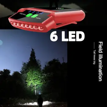 Светодиодный интеллектуальный датчик света налобный фонарь с зажимом на 180 °, поворотная фара, уличная лампа для рыбалки, USB-датчик, фара для кемпинга