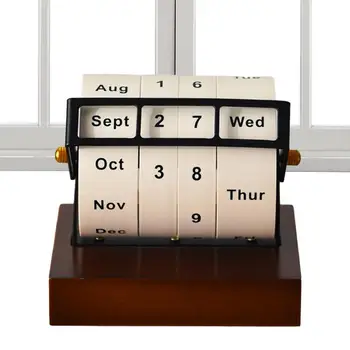 Настольный поворотный календарь Недели Месяцы Вечный календарь Вращающийся реквизит для фотографий Компактный календарь Подарки для кафе классной комнаты в общежитии